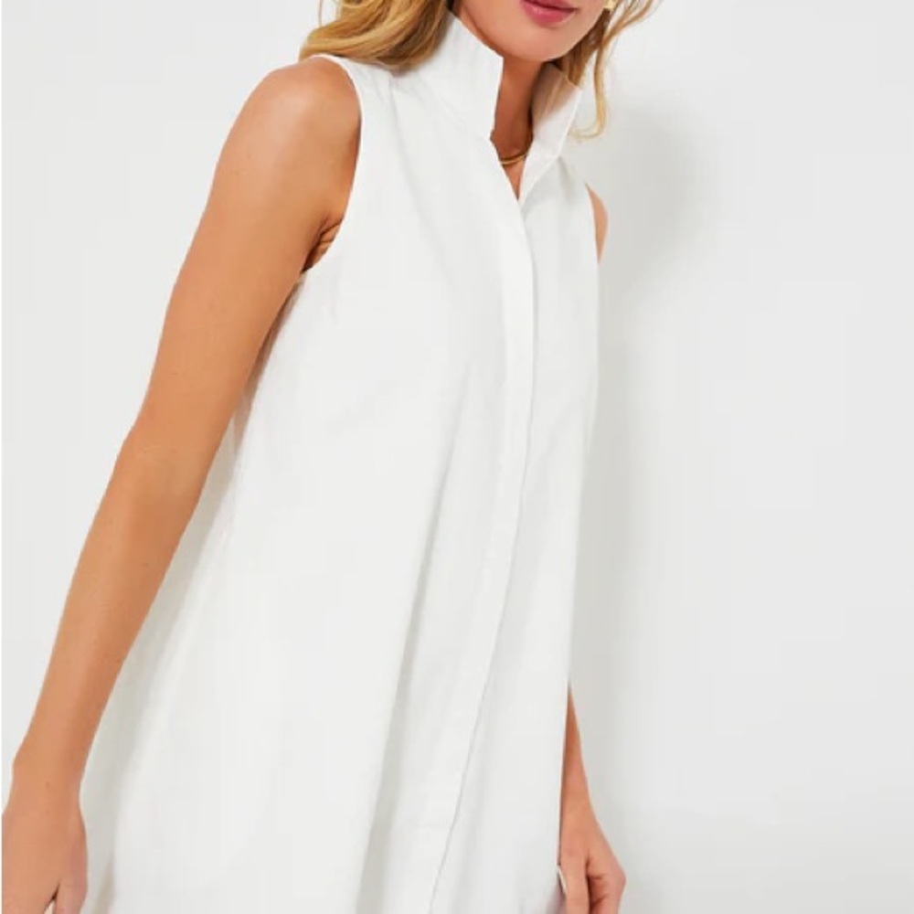 Foxcroft White Collared Button Down Mini Dress - image 1